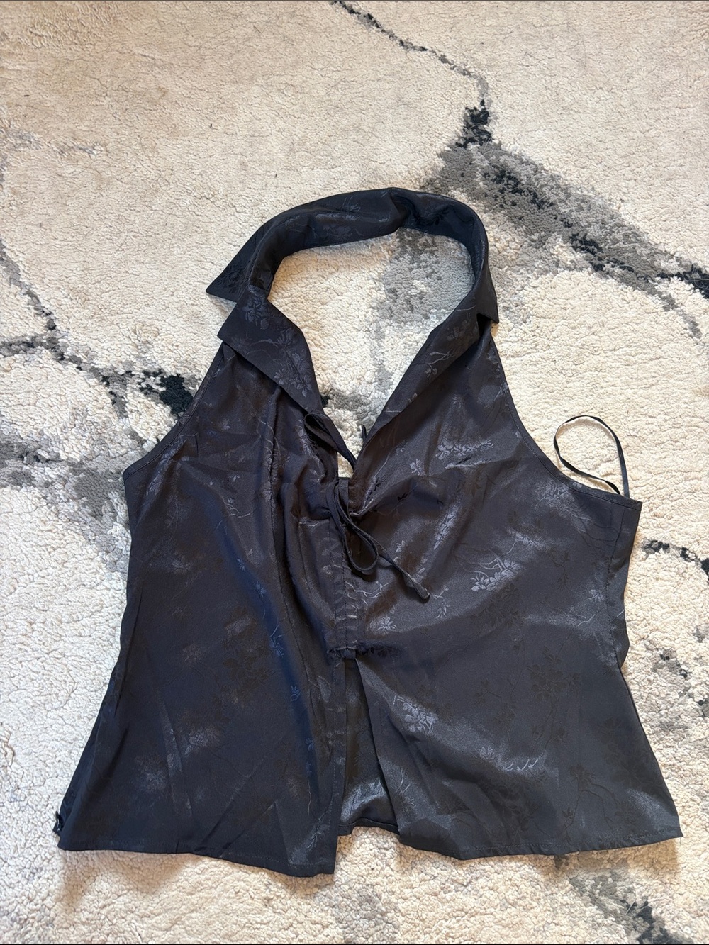 SHEIN Black Tie-Front Halter Camisole
